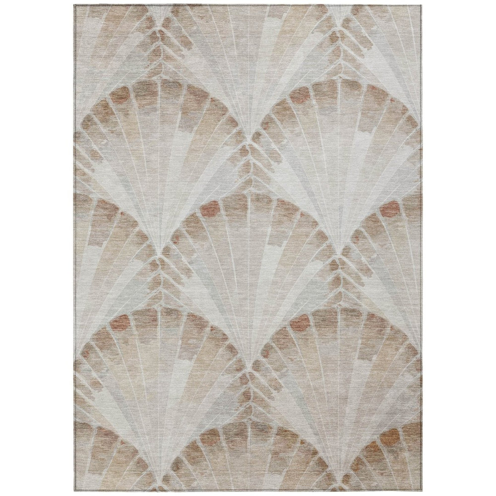 HomeRoots 9' X 12' Beige and Brown Seashell Washable Area Rug - Durable Indoor/Outdoor Coastal Charm Decor 690565