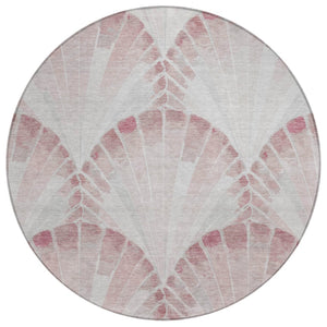 HomeRoots 8' Blush and Ivory Seashell Rug - Durable, Washable, Coastal Charm for Indoor & Outdoor Spaces! 690569