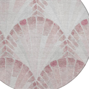 HomeRoots 8' Blush and Ivory Seashell Rug - Durable, Washable, Coastal Charm for Indoor & Outdoor Spaces! 690569