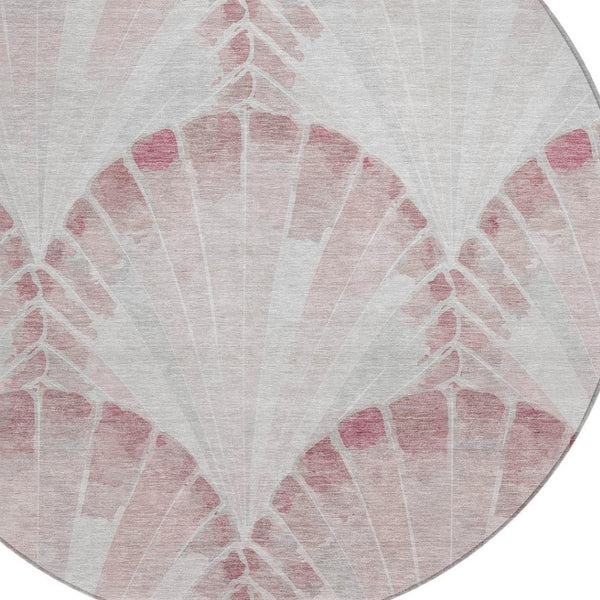 HomeRoots 8' Blush and Ivory Seashell Rug - Durable, Washable, Coastal Charm for Indoor & Outdoor Spaces! 690569