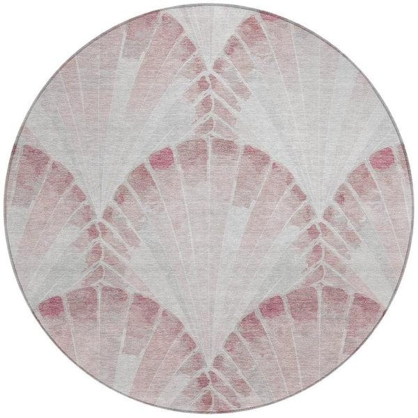 HomeRoots 8' Blush and Ivory Seashell Rug - Durable, Washable, Coastal Charm for Indoor & Outdoor Spaces! 690569