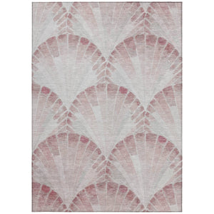 HomeRoots 8' X 10' Blush & Ivory Seashell Indoor Outdoor Rug - Durable, Stylish, Machine Washable, Versatile Decor 690570