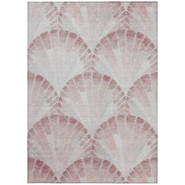 HomeRoots 8' X 10' Blush & Ivory Seashell Indoor Outdoor Rug - Durable, Stylish, Machine Washable, Versatile Decor 690570