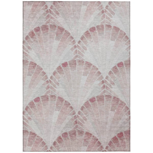 HomeRoots 8' X 10' Blush & Ivory Seashell Indoor Outdoor Rug - Durable, Stylish, Machine Washable, Versatile Decor 690570