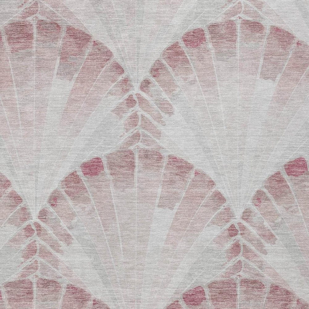 HomeRoots 9' X 12' Coastal Charm Seashell Washable Area Rug - Blush & Ivory, Perfect for Indoor & Outdoor Use 690571