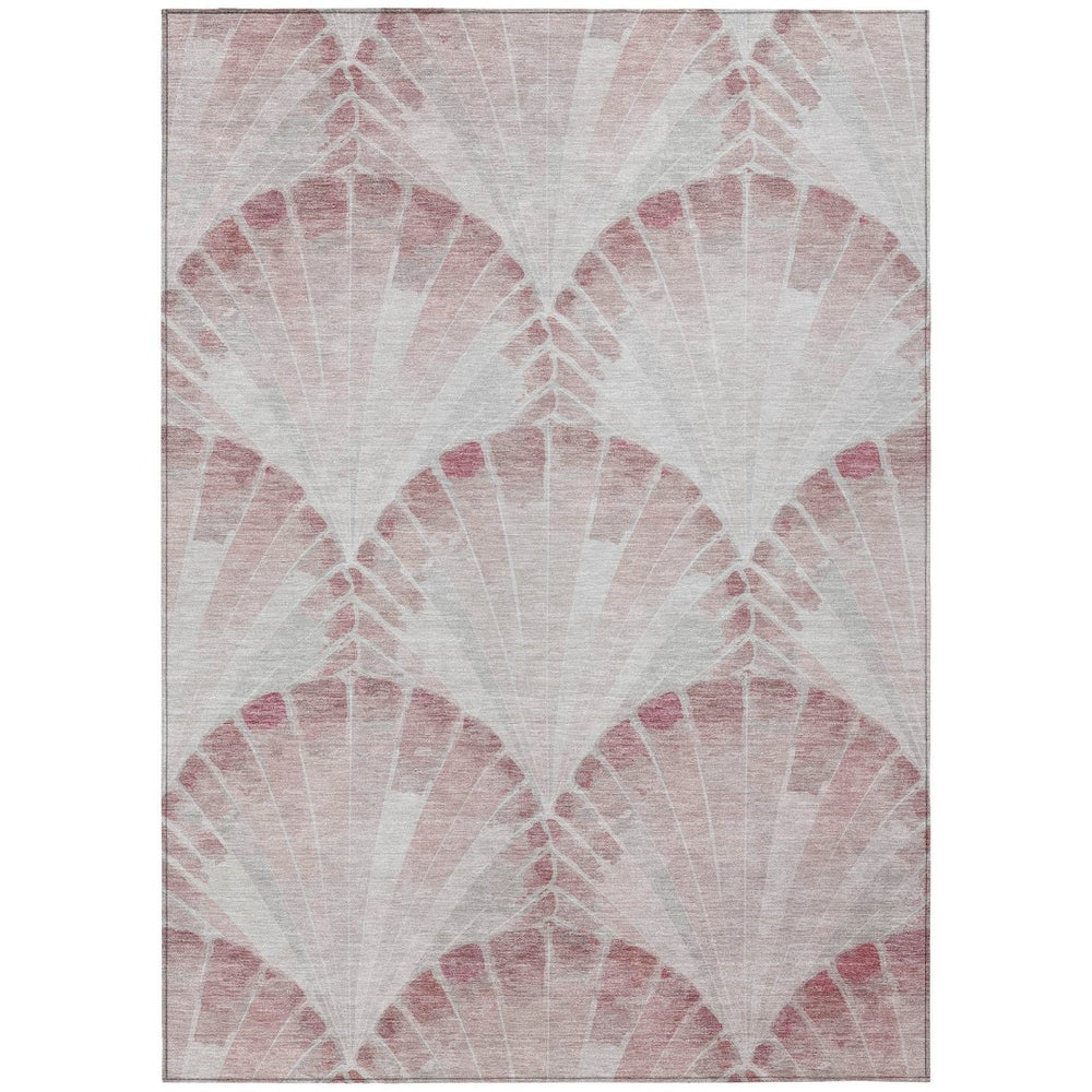 HomeRoots 9' X 12' Coastal Charm Seashell Washable Area Rug - Blush & Ivory, Perfect for Indoor & Outdoor Use 690571