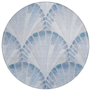 HomeRoots 8' Sky Blue & Ivory Round Seashell Rug - Coastal Indoor/Outdoor Charm, Durable, Washable & Versatile 690575