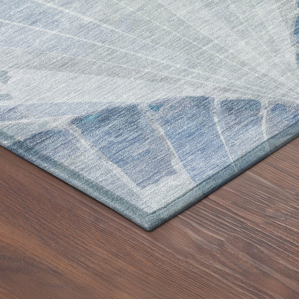 HomeRoots 8' Sky Blue & Ivory Round Seashell Rug - Coastal Indoor/Outdoor Charm, Durable, Washable & Versatile 690575