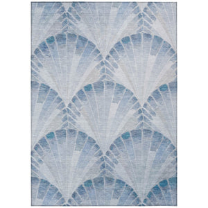 HomeRoots 9' X 12' Sky Blue Seashell Area Rug - Durable, Washable Design for Indoor & Outdoor Coastal Charm 690577