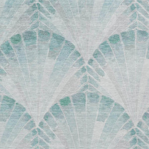 HomeRoots 8' X 10' Coastal Teal Blue & Ivory Seashell Indoor Outdoor Area Rug - Durable, Washable & Stylish! 690582