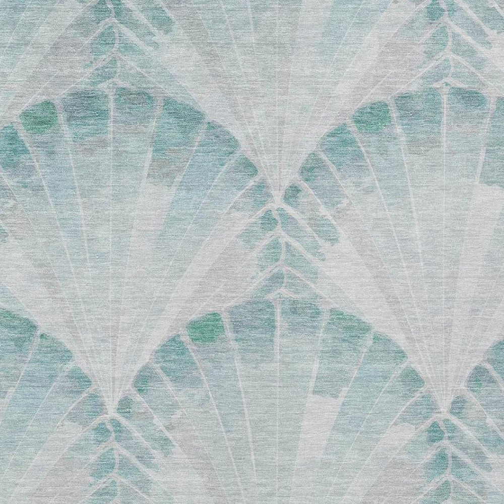 HomeRoots 9' X 12' Teal Blue Seashell Indoor Outdoor Area Rug - Durable, Washable, Coastal Charm for Any Space 690583