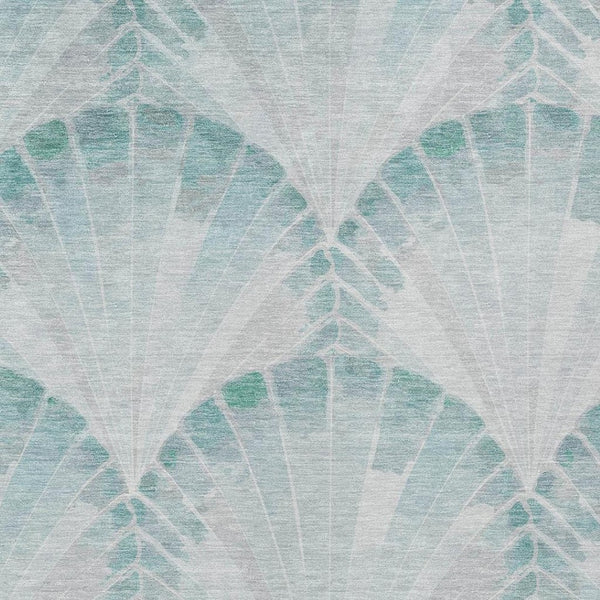 HomeRoots 9' X 12' Teal Blue Seashell Indoor Outdoor Area Rug - Durable, Washable, Coastal Charm for Any Space 690583