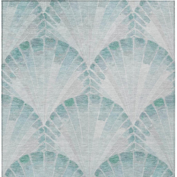 HomeRoots 9' X 12' Teal Blue Seashell Indoor Outdoor Area Rug - Durable, Washable, Coastal Charm for Any Space 690583