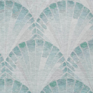 HomeRoots 10' X 14' Coastal Teal Blue Seashell Area Rug - Washable, Durable, Indoor/Outdoor Charm for Any Space 690584