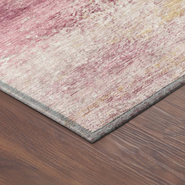 HomeRoots 8' Blush Gold & Ivory Round Abstract Area Rug - Stylish, Washable, Durable for Indoor & Outdoor Use! 690587