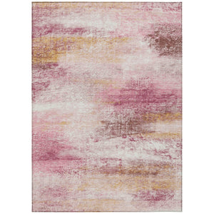 HomeRoots 10' Blush Gold & Ivory Abstract Area Rug - Washable, Durable, Indoor/Outdoor, Stylish Design, 10x14 690590