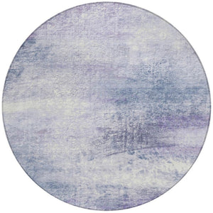 HomeRoots 8' Round Abstract Area Rug in Lavender, Blue & Ivory - Stylish, Washable for Indoor/Outdoor Use! 690593
