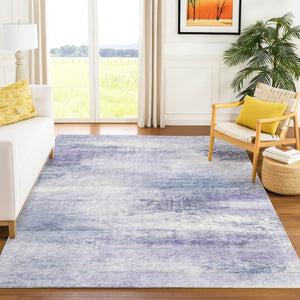 HomeRoots 9' X 12' Stylish Lavender Blue Abstract Washable Area Rug for Indoor & Outdoor High Traffic Use 690595