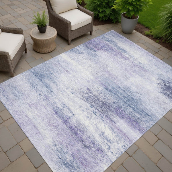 HomeRoots 9' X 12' Stylish Lavender Blue Abstract Washable Area Rug for Indoor & Outdoor High Traffic Use 690595