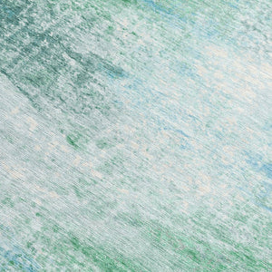 HomeRoots 5' Washable Abstract Area Rug in Mint Green, Teal Blue & Ivory for Indoor/Outdoor Spaces, Durable & Stylish 690598