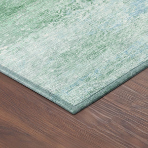 HomeRoots 8' Round Abstract Area Rug in Mint Green, Teal & Ivory - Washable, Durable for Indoor/Outdoor Use 690599
