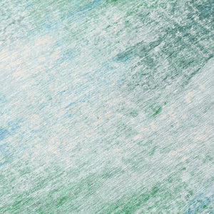 HomeRoots 9' X 12' Washable Mint Green, Teal, and Ivory Abstract Area Rug for Indoor & Outdoor Spaces 690601