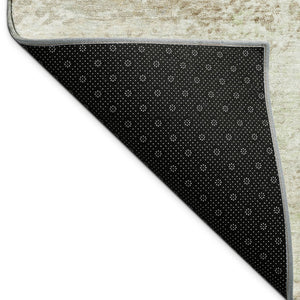HomeRoots 5' X 8' Abstract Washable Area Rug in Tan, Green & Beige - Versatile Indoor/Outdoor Design & Easy Care 690604