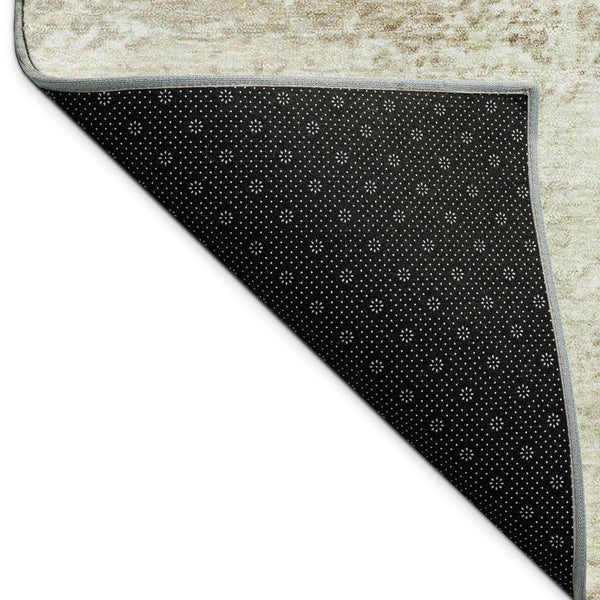 HomeRoots 5' X 8' Abstract Washable Area Rug in Tan, Green & Beige - Versatile Indoor/Outdoor Design & Easy Care 690604