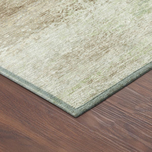 HomeRoots 5' X 8' Abstract Washable Area Rug in Tan, Green & Beige - Versatile Indoor/Outdoor Design & Easy Care 690604