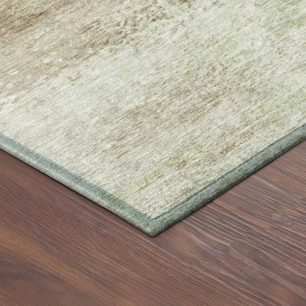 HomeRoots 5' X 8' Abstract Washable Area Rug in Tan, Green & Beige - Versatile Indoor/Outdoor Design & Easy Care 690604