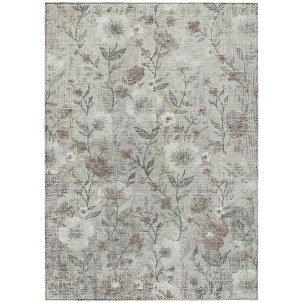 HomeRoots 5' X 8' Beige Sage And Brown Floral Area Rug - Durable, Washable, Stylish for Indoor & Outdoor Use 690616