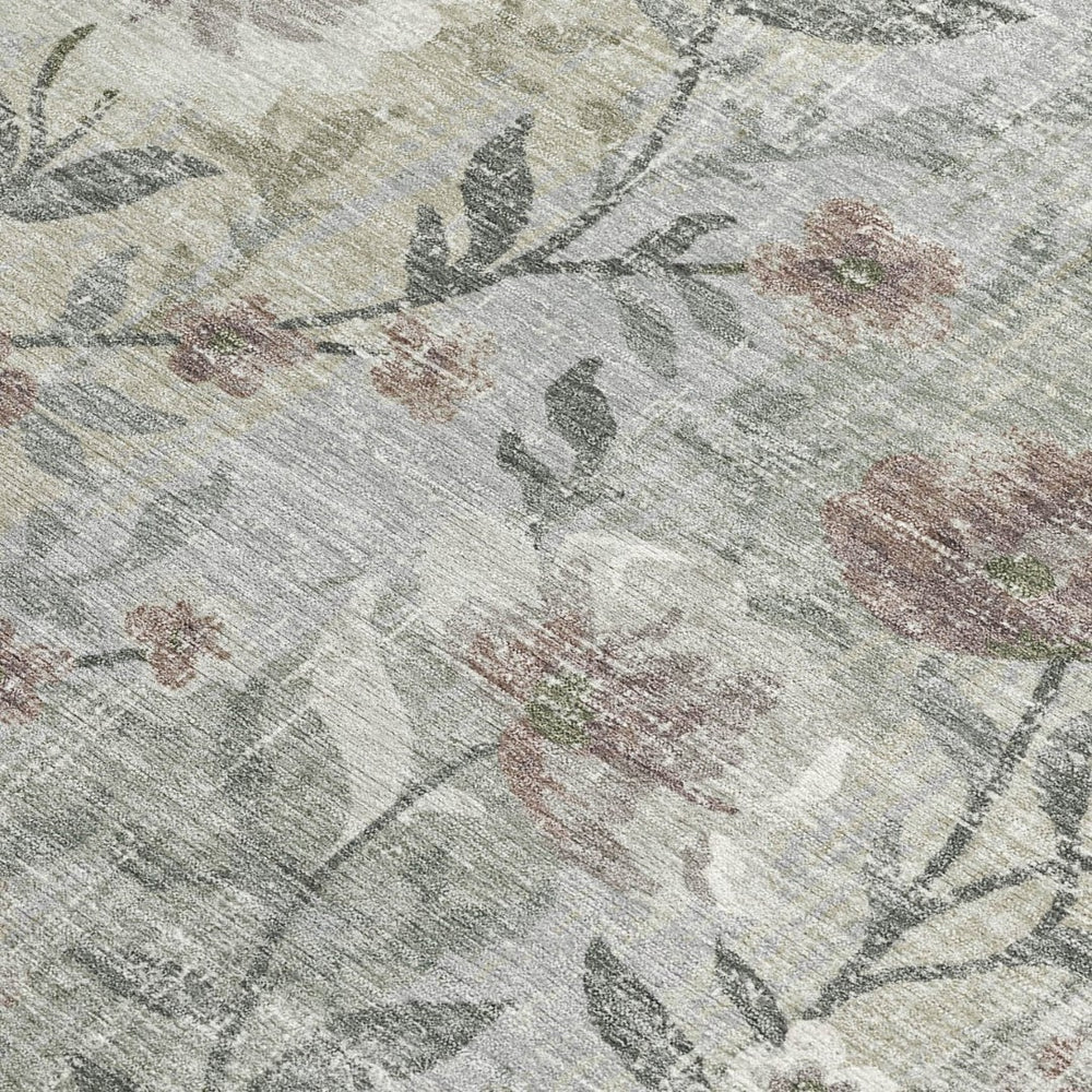 HomeRoots 9' X 12' Beige Sage And Brown Floral Area Rug - Stylish, Washable, Durable for Indoor/Outdoor Use 690619