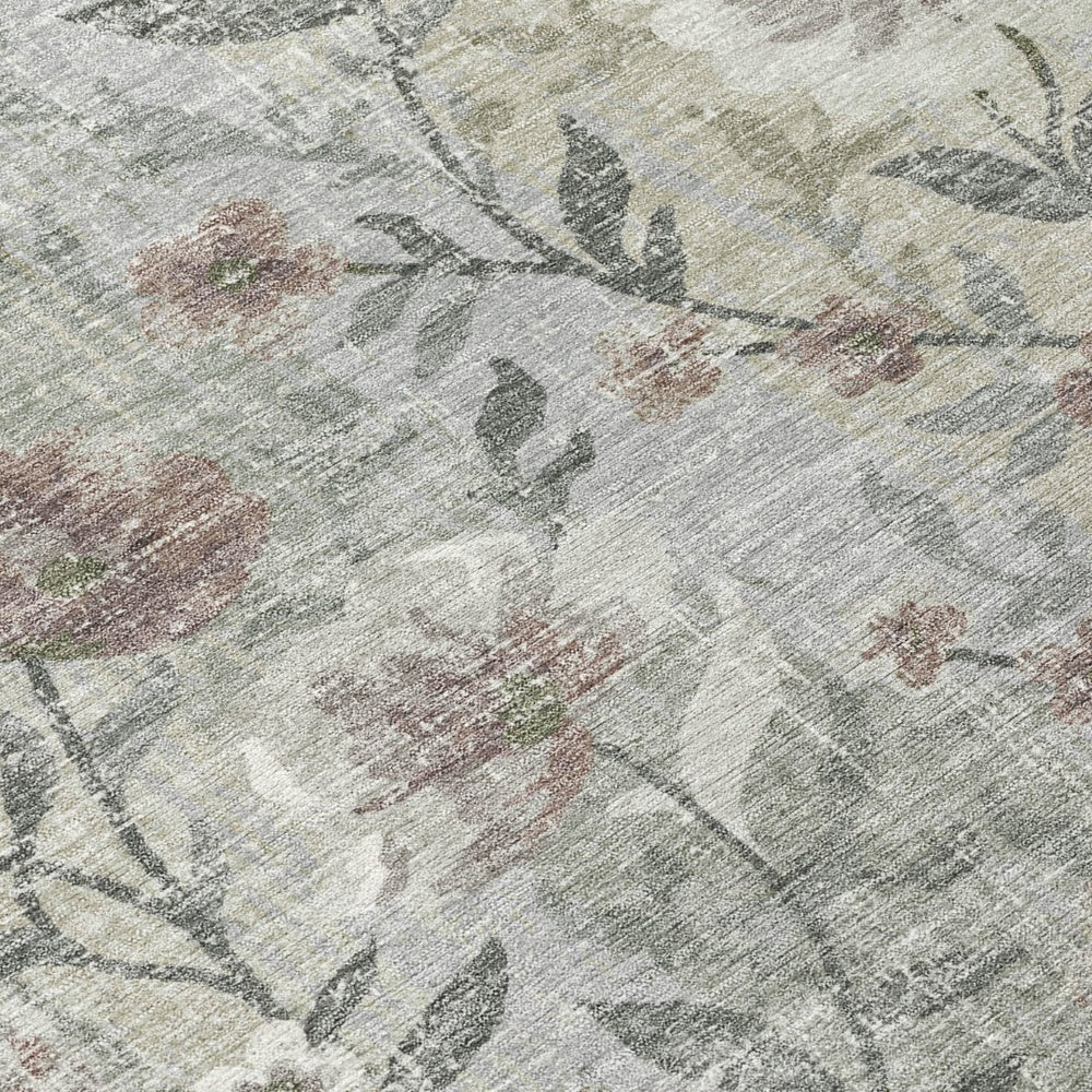HomeRoots 10' Beige Sage Brown Floral Washable Area Rug - Durable Indoor/Outdoor Design for Versatile Spaces 690620