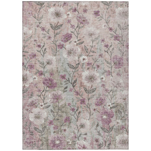HomeRoots 5' X 8' Blush Silver & Mauve Floral Area Rug - Durable, Washable, Stylish for Indoor & Outdoor Use 690622