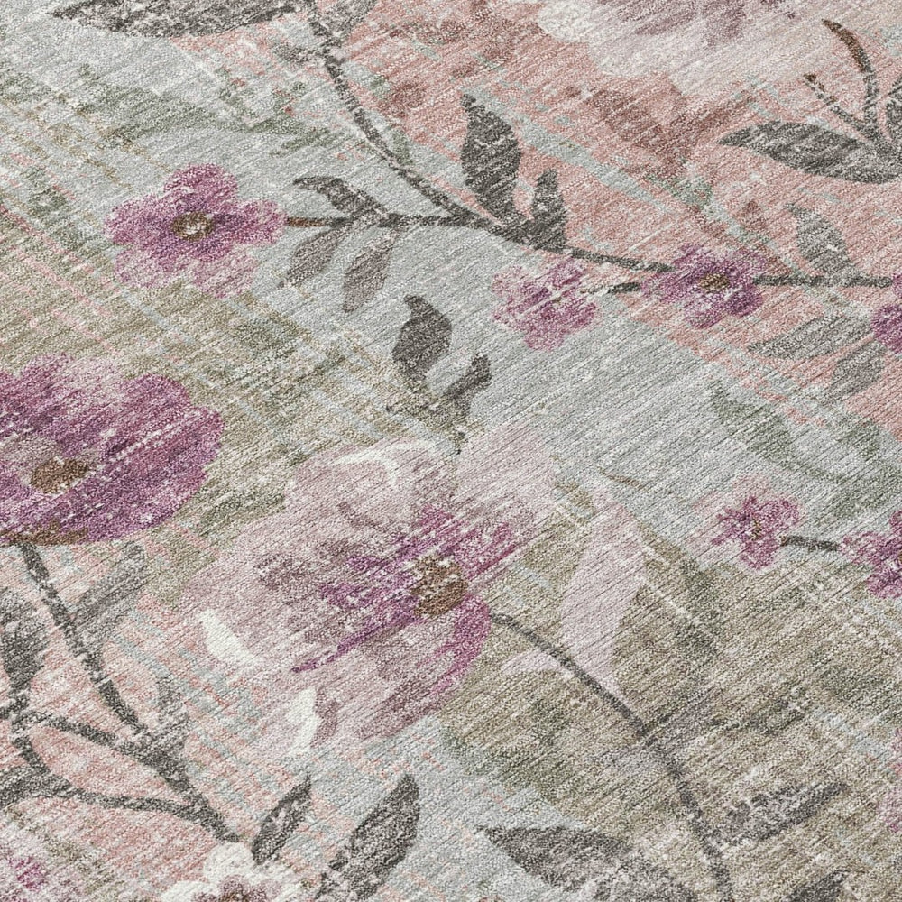 HomeRoots 9' X 12' Elegant Blush, Silver & Mauve Floral Rug - Durable, Washable for Indoor & Outdoor Spaces! 690625