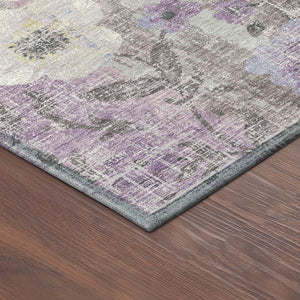 HomeRoots 5' X 8' Lilac, Ivory & Beige Floral Area Rug - Washable, Durable Indoor/Outdoor Design for All Spaces 690628