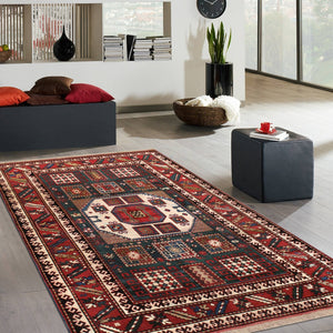 Pasargad Home Kazak Collection Hand-Knotted Wool Area Rug - Unique Design, 5'10" x 8'6" Size