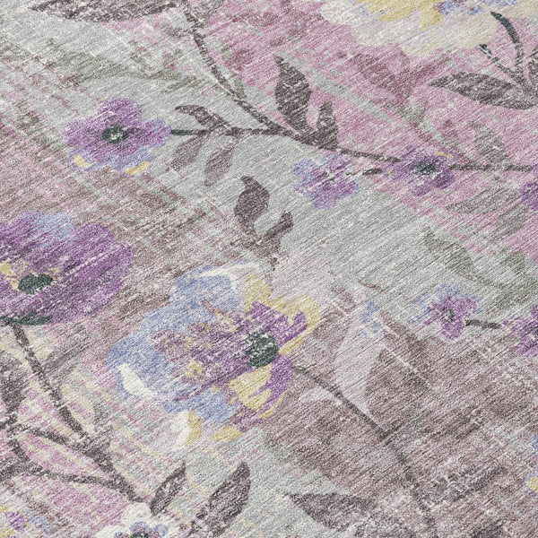 HomeRoots 10' Lilac Ivory & Beige Floral Area Rug - Washable, Durable, Perfect for Indoor & Outdoor Spaces! 690632