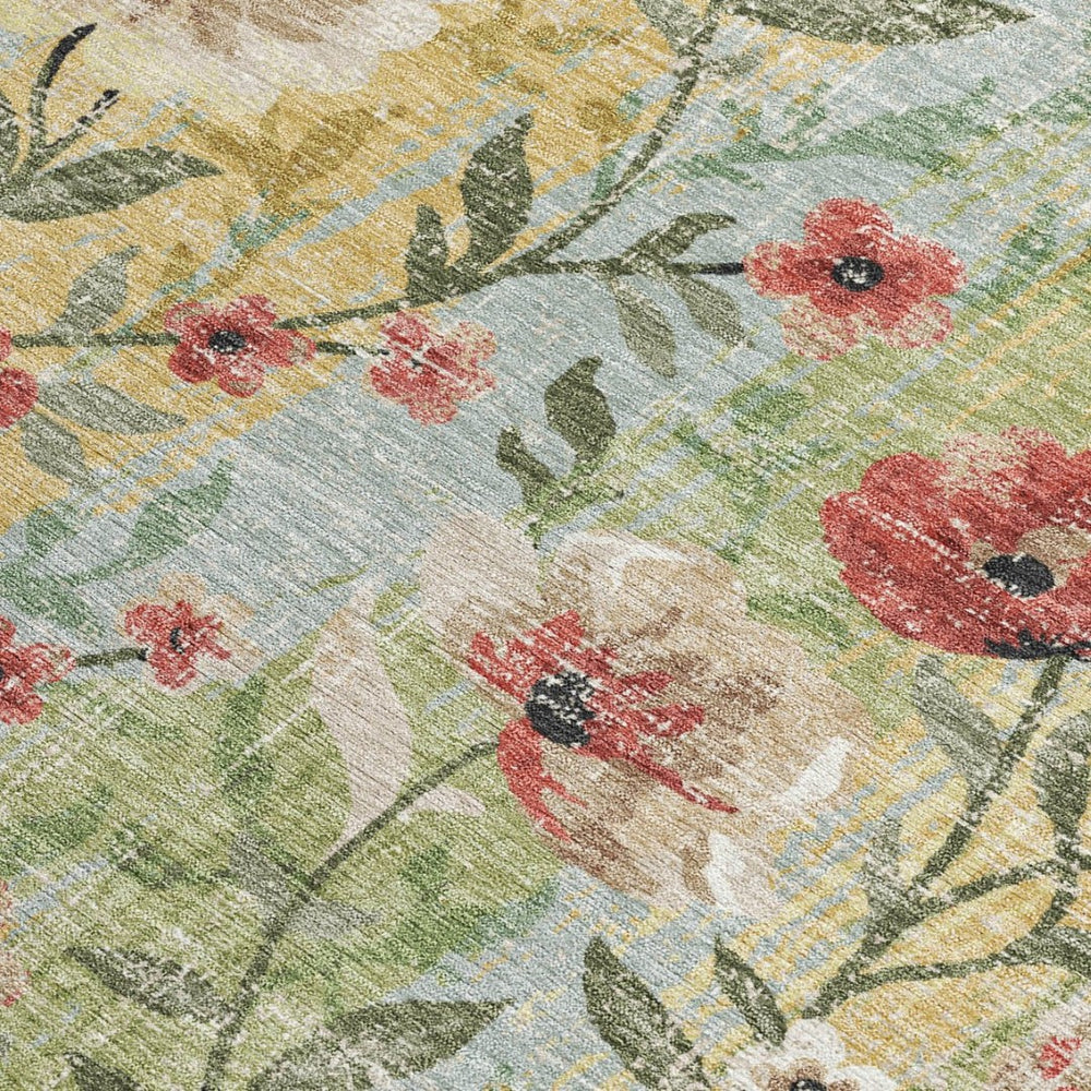 HomeRoots 8' X 10' Durable Tan Red Wheat Floral Area Rug - Washable, Stylish for Indoor & Outdoor Use 690636
