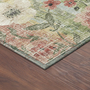 HomeRoots 10' Floral Area Rug - Elegant Tan, Red & Wheat Design for Indoor/Outdoor Durability & Easy Care 690638