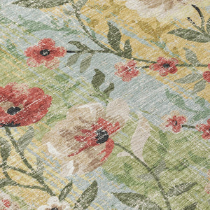 HomeRoots 10' Floral Area Rug - Elegant Tan, Red & Wheat Design for Indoor/Outdoor Durability & Easy Care 690638