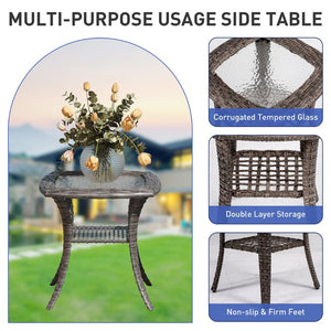 English Elm Jb Outdoor 9 Piece Pe Wicker Patio Set with Swivel Rockers Sofa and Tempered Glass Tables T5925S00005
