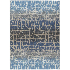 HomeRoots 8' X 10' Stylish Blue Beige Gray Geometric Indoor Outdoor Rug – Durable, Washable, Versatile Design 690648