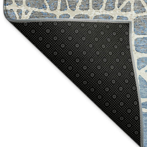 HomeRoots 8' X 10' Stylish Blue Beige Gray Geometric Indoor Outdoor Rug – Durable, Washable, Versatile Design 690648