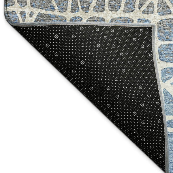 HomeRoots 8' X 10' Stylish Blue Beige Gray Geometric Indoor Outdoor Rug – Durable, Washable, Versatile Design 690648