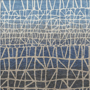 HomeRoots 9' Contemporary Blue Beige Gray Geometric Washable Area Rug for Indoor & Outdoor Spaces, Durable Design 690649