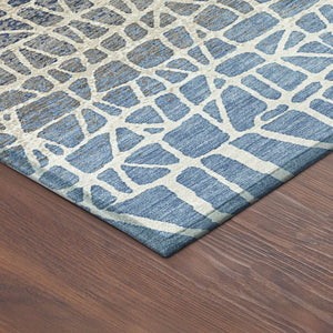 HomeRoots 10' Geometric Washable Area Rug in Blue, Beige & Gray - Stylish, Durable for Indoor/Outdoor Use! 690650