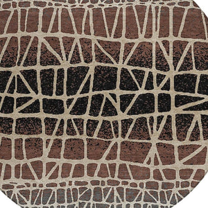 HomeRoots 8' Round Geometric Area Rug in Brown, Black & Gray - Stylish, Washable, Durable for Indoor/Outdoor Use 690653