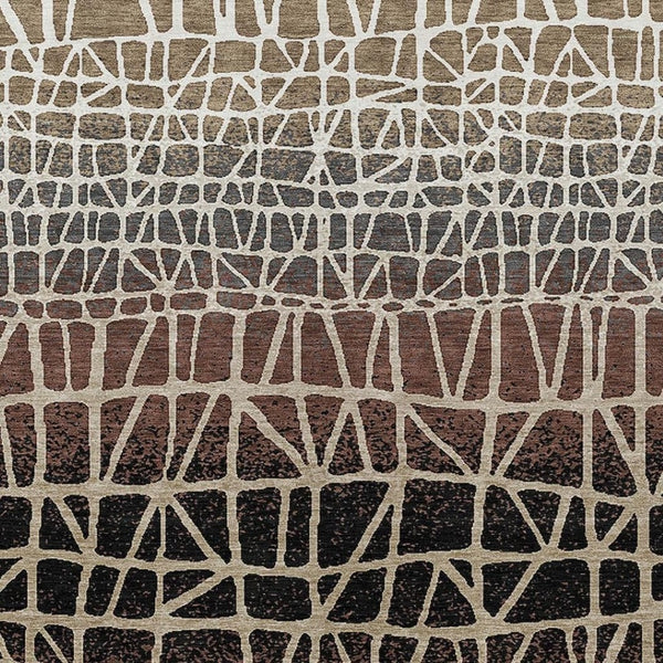 HomeRoots 8' X 10' Stylish Brown Black Gray Geometric Washable Area Rug for Indoor & Outdoor Use 690654