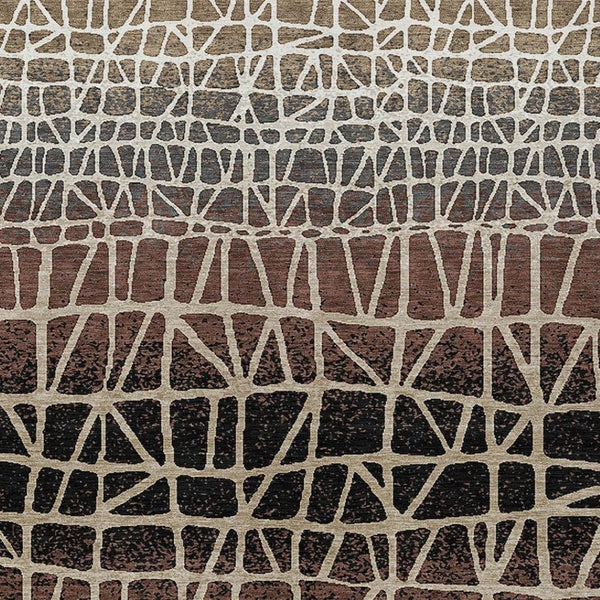 HomeRoots 9' Geometric Washable Area Rug - Stylish Brown, Black & Gray Design for Indoor & Outdoor Spaces! 690655